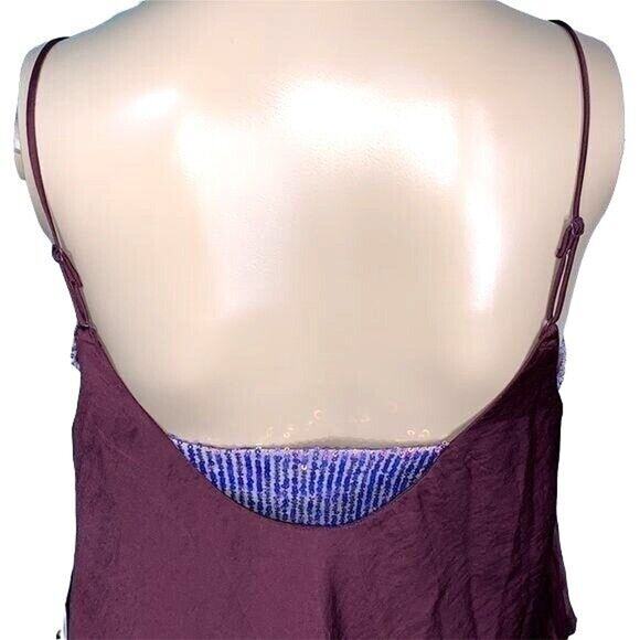 Free People Womens Camisole Tank Top Turn It On Sequin Vetiver Bloom Small - Picture 8 of 16